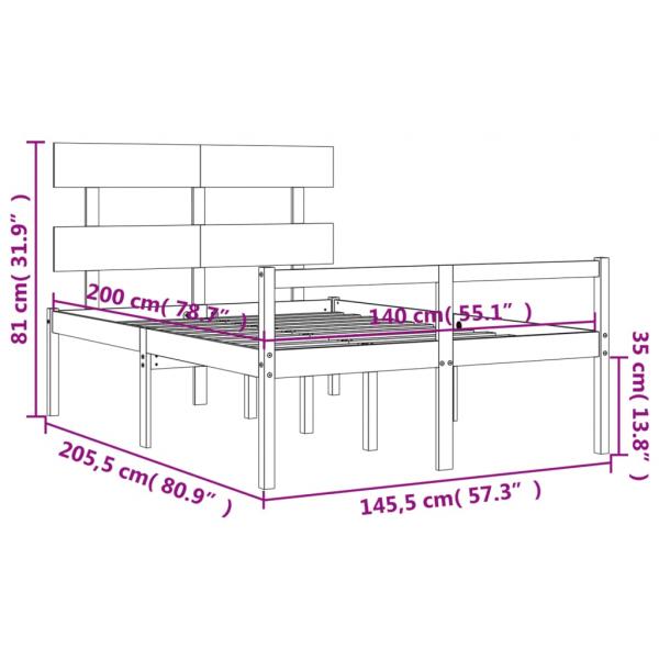 Seniorenbett mit Kopfteil 140x200 cm Massivholz