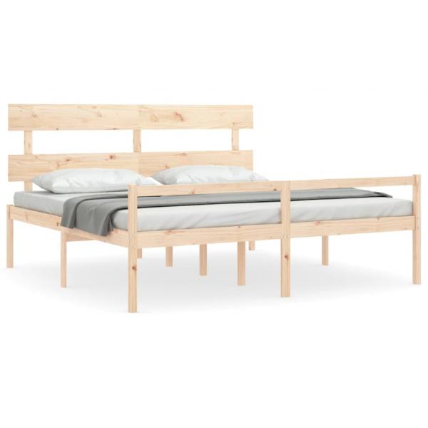 Seniorenbett mit Kopfteil Super Kingsize Massivholz
