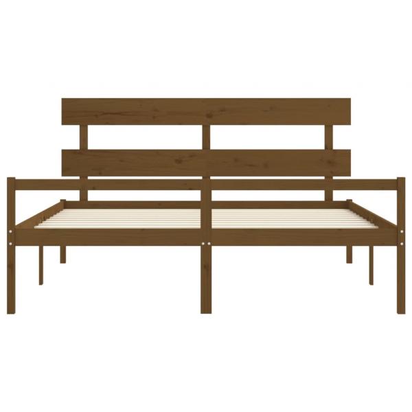 Seniorenbett mit Kopfteil 200x200 cm Honigbraun Massivholz