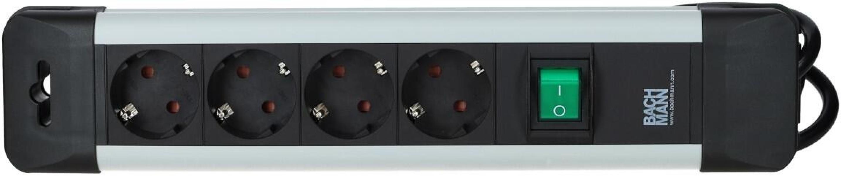 Bachmann 330.100 CONNECTUS Steckdosenleiste, mit Schalter, 4-fach, grau