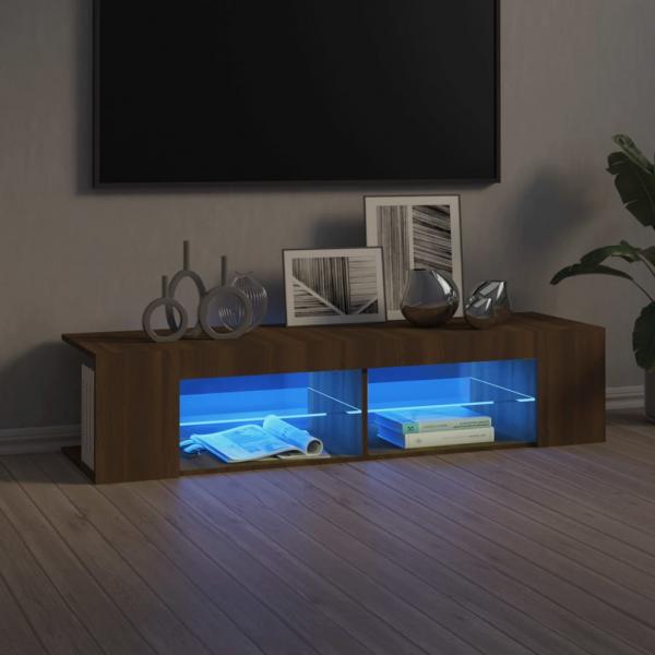 ARDEBO.de - TV-Schrank mit LED-Leuchten Braun Eichen-Optik 135x39x30 cm