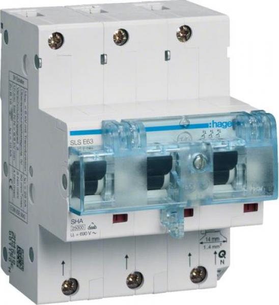 ARDEBO.de Hager HTN390E SLS Schalter 3-Polig, E-Charakteristik, 100A, für Hutschienenmontage