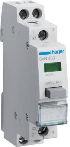 ARDEBO.de Hager SVN433 Druckschalter 16A 2 Schließer 230V AC mit Leuchtmelder grün 1 PLE