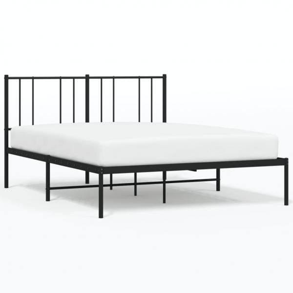 Bettgestell mit Kopfteil Metall Schwarz 120x190 cm