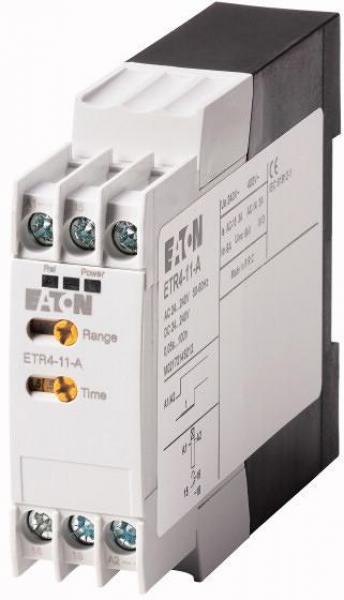 ARDEBO.de Eaton ETR4-11-A Zeitrelais, 1 W, 0,05 s - 100 h, 24 - 240 V 50/60 Hz, 24 - 240 V DC, ansprechverzögert (031882)