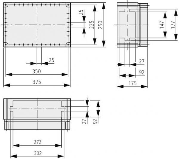 Eaton CI43E-150 Isolierstoffgehäuse, +Vorprägungen, HxBxT=250x375x175mm (095506)