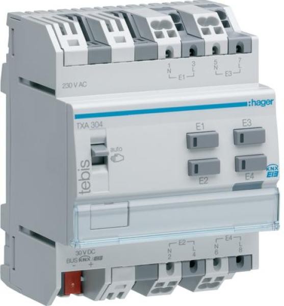 ARDEBO.de Hager TXA304 Binäreingang, 4fach, 230V~, REG, KNX