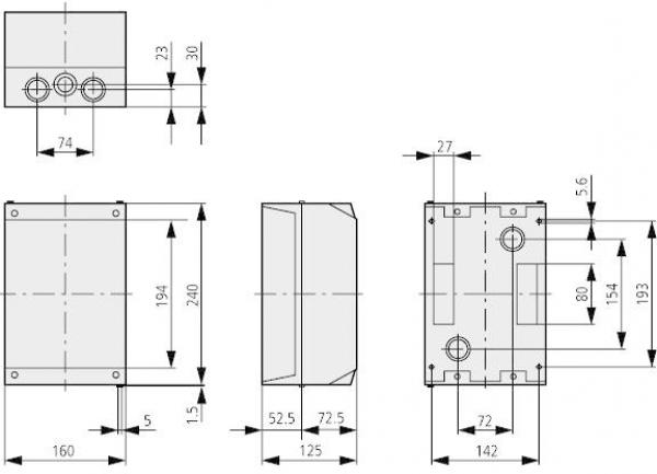 Eaton CI-K4-125-M Isolierstoffgehäuse CI-K4, H x B x T = 240 x 160 x 125 mm, + Montageplatte (206897)