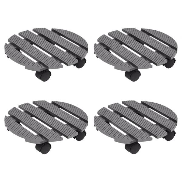 ARDEBO.de - Pflanzenroller 4 Stk. Grau Ø30x7,5 cm WPC