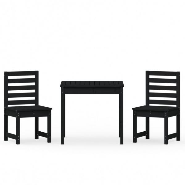 3-tlg. Garten-Bistro-Set Schwarz Massivholz Kiefer