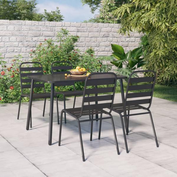 ARDEBO.de - 5-tlg. Garten-Essgruppe Anthrazit Stahl