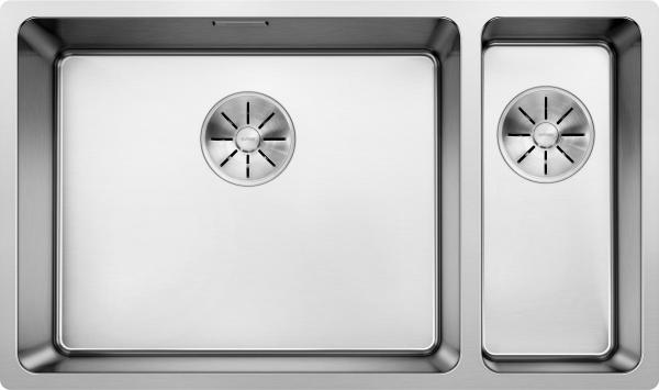 ARDEBO.de Blanco Andano 500/180-U Edelstahlspüle ohne Ablauffernebdienung, Becken links, Edelstahl Seidenglanz (522991)