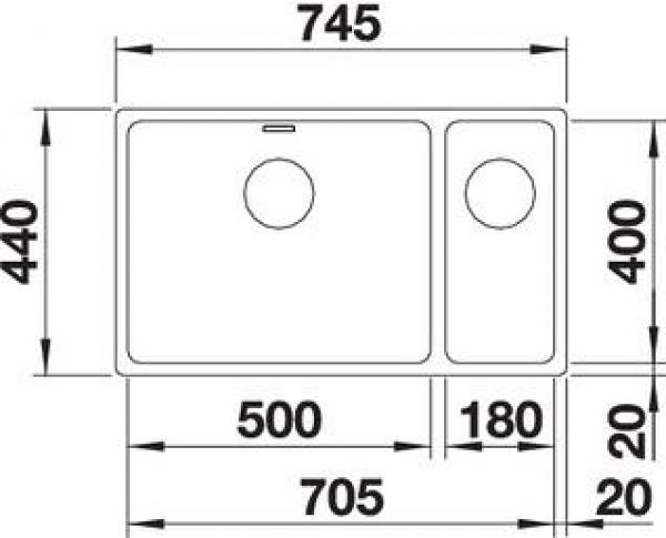Blanco Andano 500/180-U Edelstahlspüle ohne Ablauffernebdienung, Becken links, Edelstahl Seidenglanz (522991)