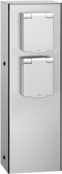 ARDEBO.de LCD Steckdosensäule, 2 Steckdosen, IP44, Edelstahl (019)