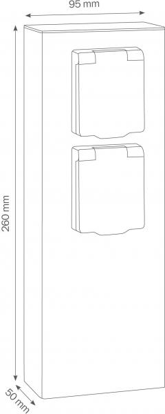LCD Steckdosensäule, 2 Steckdosen, IP44, Edelstahl (019)