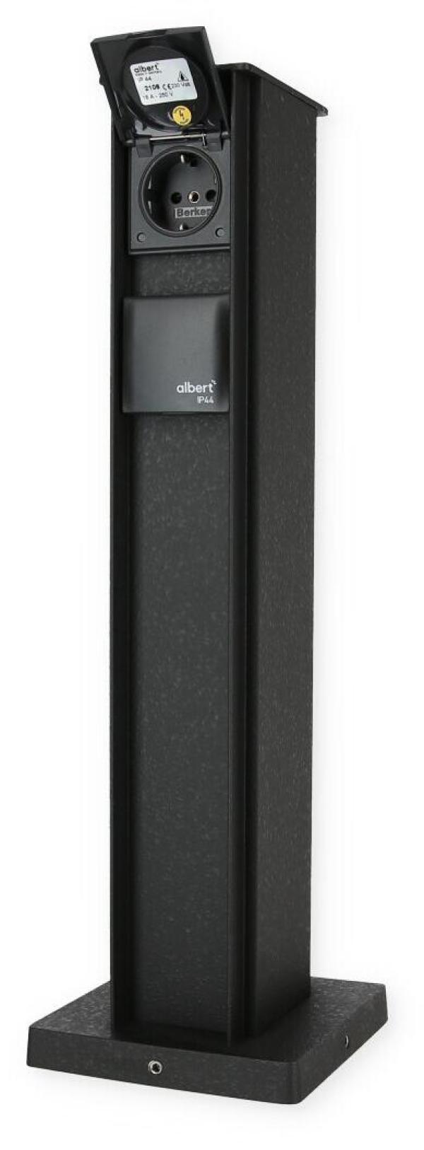 ARDEBO.de albert Steckdosensäule, 4-fach, IP 44, schwarz (662106)