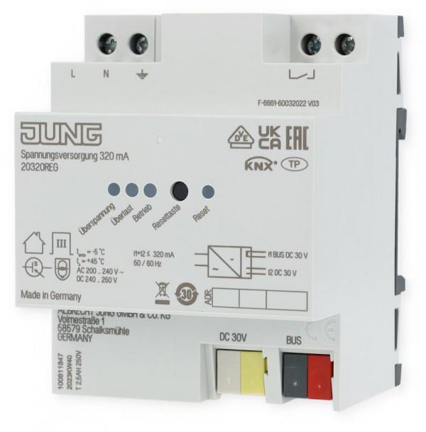 ARDEBO.de Jung 20320REG KNX Spannungsversorgung 320mA, 4 Teilungseinheiten, REG-Gehäuse