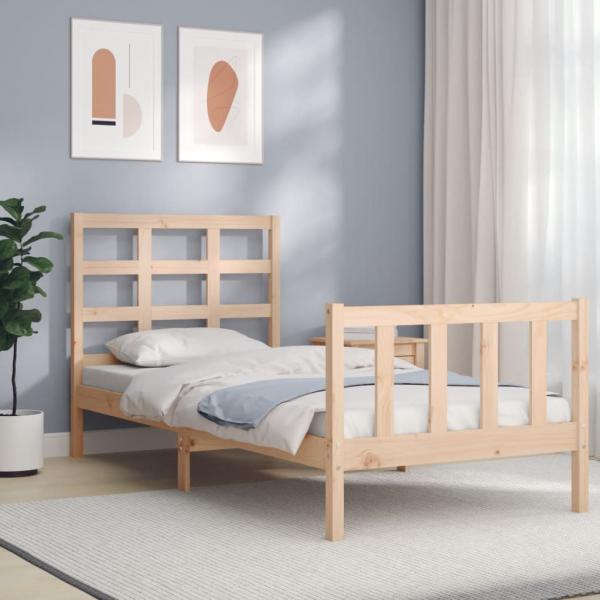ARDEBO.de - Massivholzbett mit Kopfteil 90x200 cm