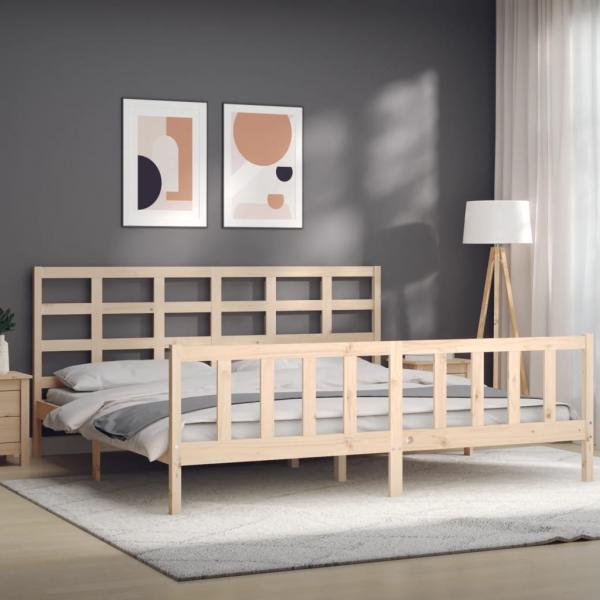 Massivholzbett mit Kopfteil 200x200 cm