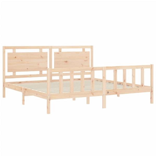 Massivholzbett mit Kopfteil 200x200 cm
