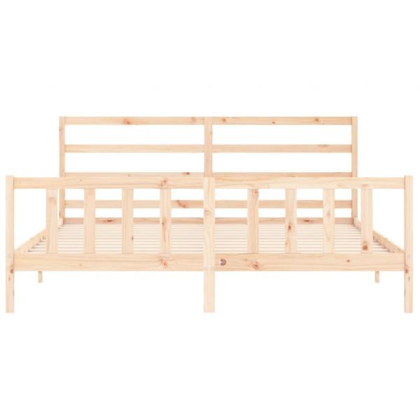 Massivholzbett mit Kopfteil 200x200 cm