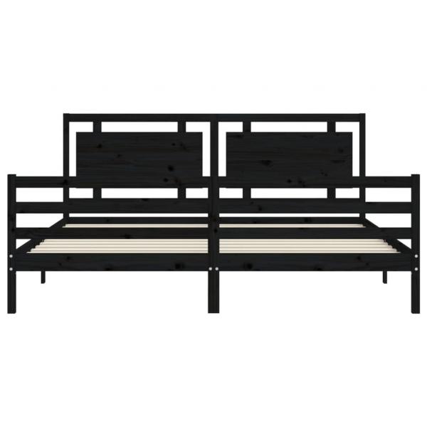 Massivholzbett mit Kopfteil Schwarz 200x200 cm