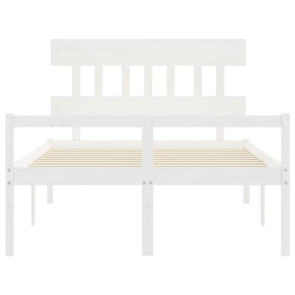 Seniorenbett mit Kopfteil 120x200 cm Weiß Massivholz