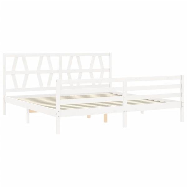 Massivholzbett mit Kopfteil Weiß 200x200 cm