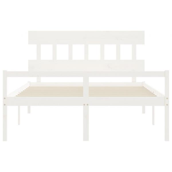 Seniorenbett mit Kopfteil 160x200 cm Weiß Massivholz