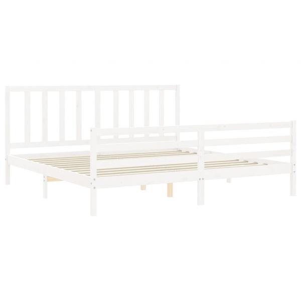 Massivholzbett mit Kopfteil Weiß 200x200 cm