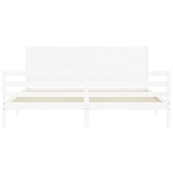 Massivholzbett mit Kopfteil Weiß 200x200 cm