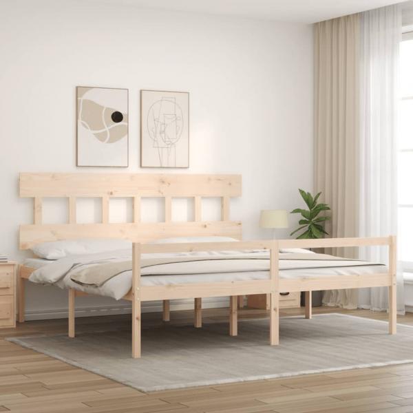Seniorenbett mit Kopfteil Super Kingsize Massivholz