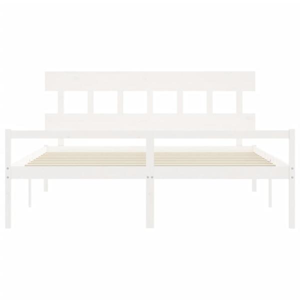 Seniorenbett mit Kopfteil 200x200 cm Weiß Massivholz