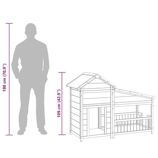 Hundehütte Mokka 143x60,5x109 cm Massivholz Kiefer