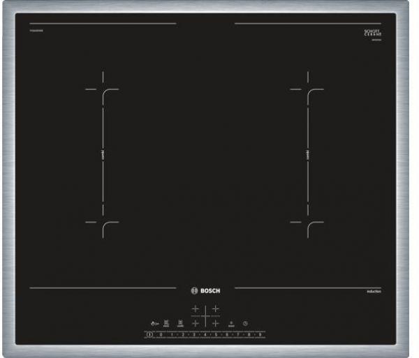 ARDEBO.de Bosch PVQ645FB5E Serie 6 Induktionskochfeld, Glaskeramik, 60 cm breit, Edelstahl-Rahmen, DirectSelect, CombiZone