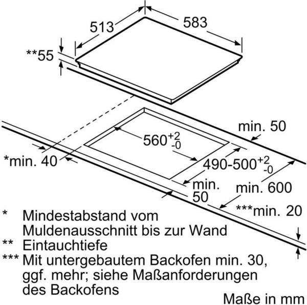 Bosch PVQ645FB5E Serie 6 Induktionskochfeld, Glaskeramik, 60 cm breit, Edelstahl-Rahmen, DirectSelect, CombiZone