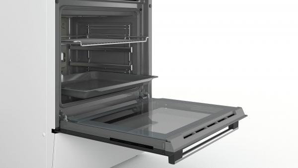 Bosch HKR39C220 Serie 4 EEK: A Elektro-Standherd, 60 cm breit, 66 L, Glaskeramik, 3D Heißluft, EcoClean Direct Plus, weiß