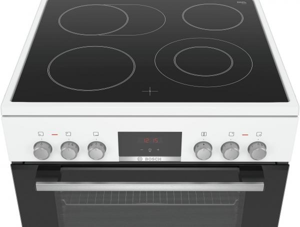 Bosch HKR39C220 Serie 4 EEK: A Elektro-Standherd, 60 cm breit, 66 L, Glaskeramik, 3D Heißluft, EcoClean Direct Plus, weiß