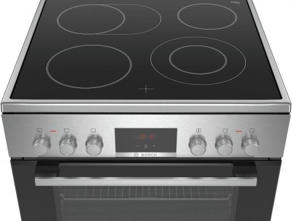 Bosch HKR39C250 Serie 4 EEK: A Elektro-Standherd, 60cm breit, Glaskeramik, 3D Heißluft, LED-Display, edelstahl