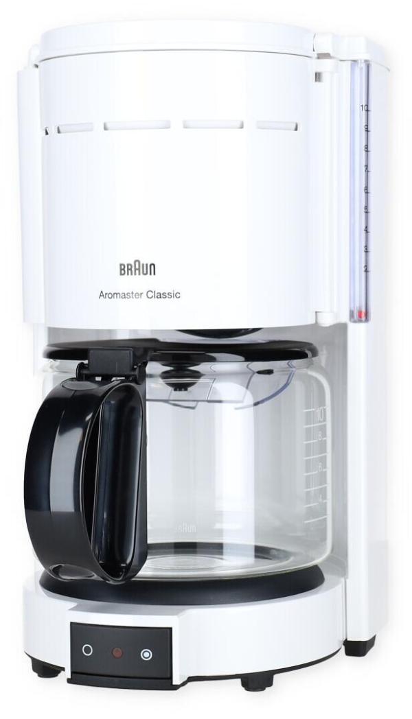ARDEBO.de Braun Aromaster Classic KF 47/1 Filterkaffeemaschine, 1000 W, 10 Tassen, Anti-Tropf-System, Abschaltautomatik, weiß
