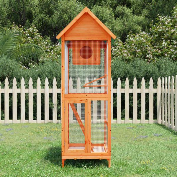 ARDEBO.de - Voliere Braun 60x58,5x160 cm Massivholz Kiefer
