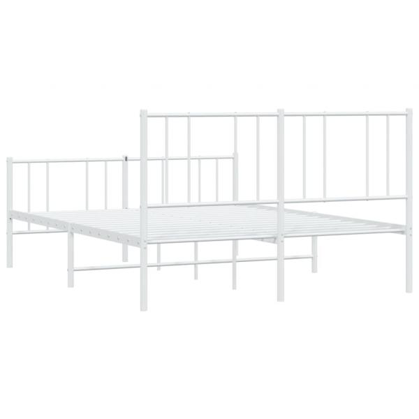 Bettgestell mit Kopf- und Fußteil Metall Weiß 140x190 cm