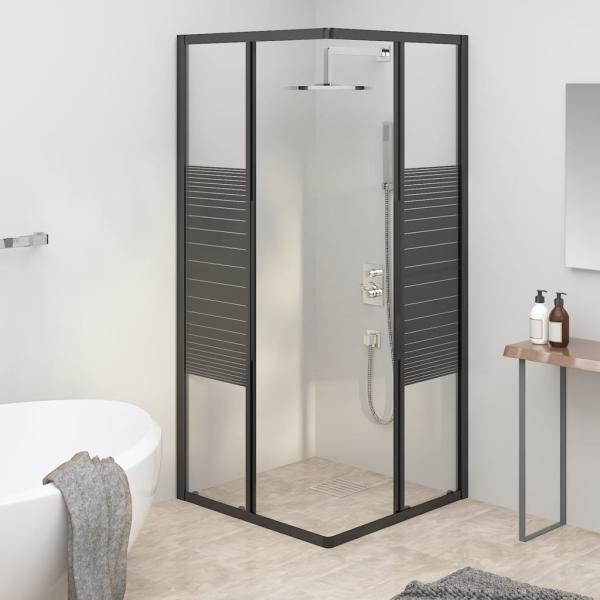 Duschkabine mit Streifen ESG 80x80x180 cm Schwarz