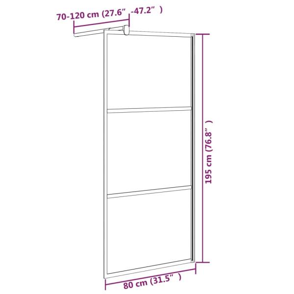 Duschwand für Walk-In Dusche 80x195 cm ESG Halbmattiert Schwarz