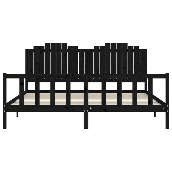 Massivholzbett mit Kopfteil Schwarz 200x200 cm