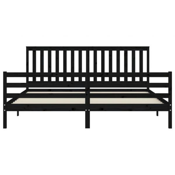 Massivholzbett mit Kopfteil Schwarz 200x200 cm