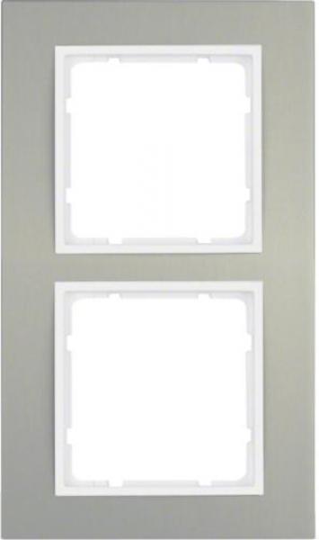ARDEBO.de Berker 10123904 Rahmen, 2fach, B.3, Alu/polarweiß matt, Aluminium eloxiert