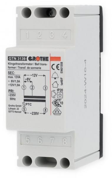 ARDEBO.de Grothe GT 3139 Klingeltransformator 8/12VAC (1,5/1,0A)