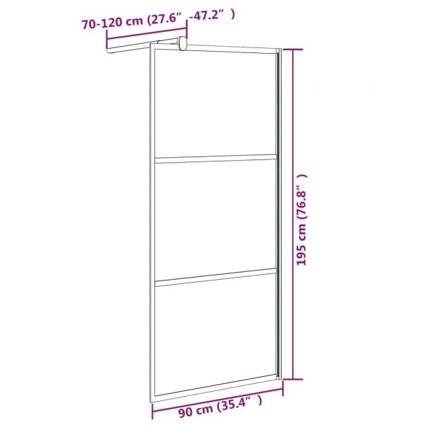 Duschwand für Walk-In Dusche 90x195 cm Dunkel ESG Glas Schwarz