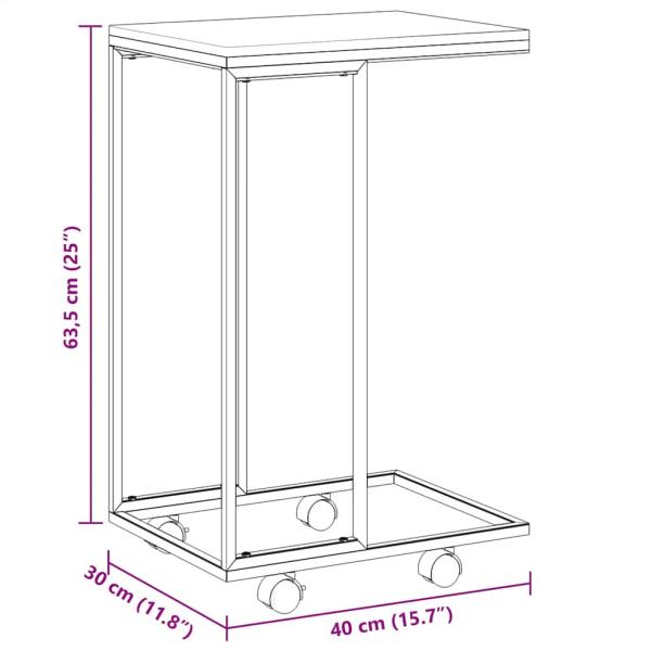 Beistelltisch mit Rollen Weiß 40x30x63,5 cm Holzwerkstoff